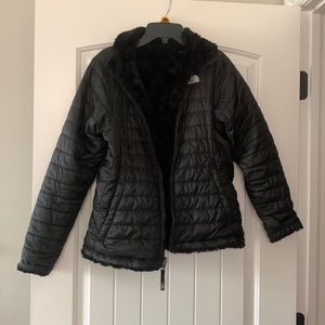 Girls north face jacket reversible